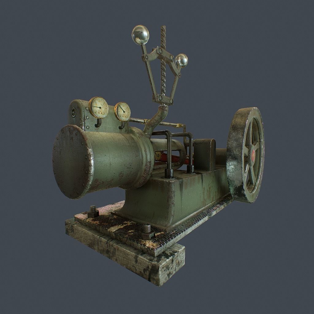 Steam Engine Low-poly 3D model_3