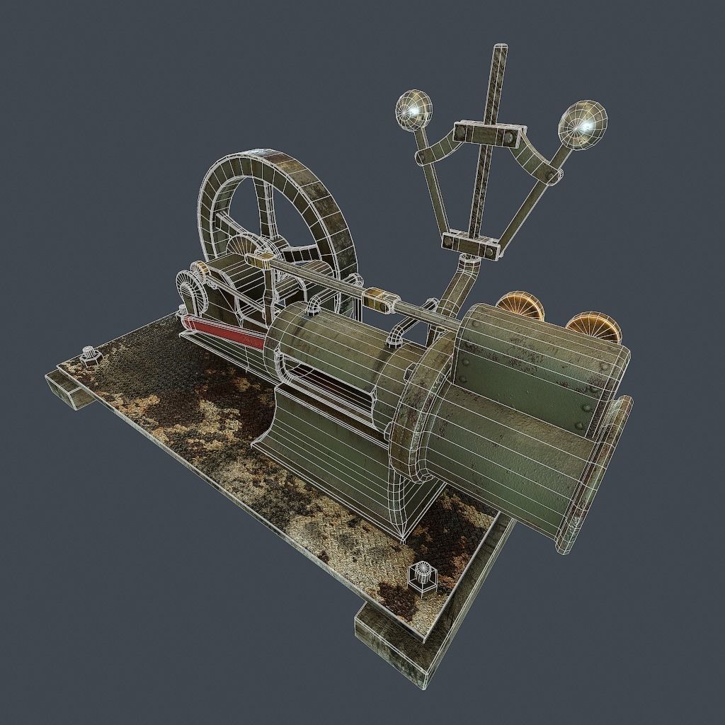 Steam Engine Low-poly 3D model_22