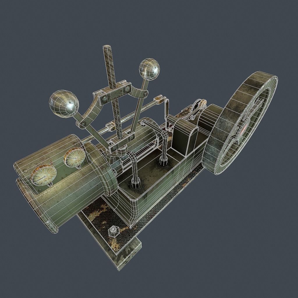 Steam Engine Low-poly 3D model_23