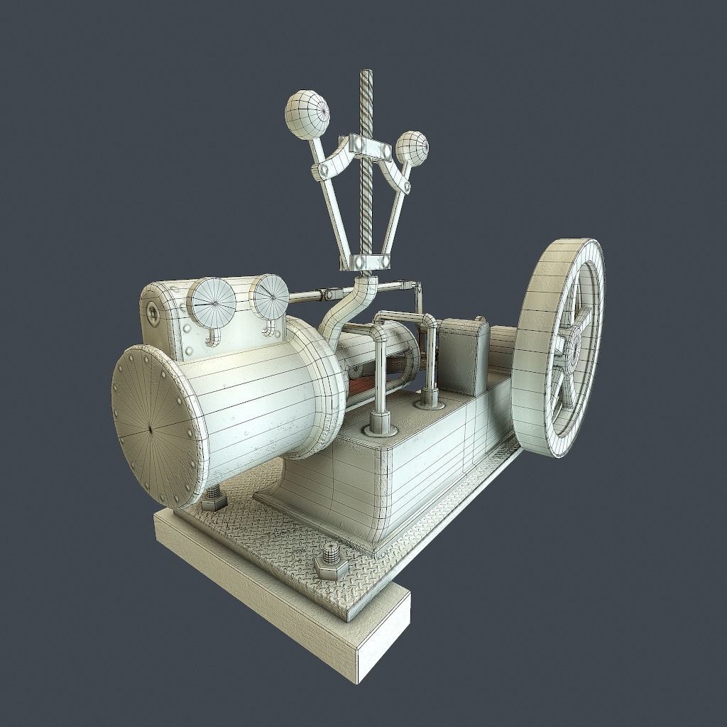 Steam Engine Low-poly 3D model_31