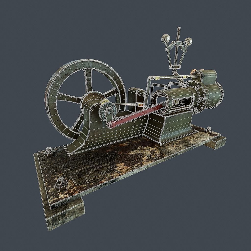 Steam Engine Low-poly 3D model_21