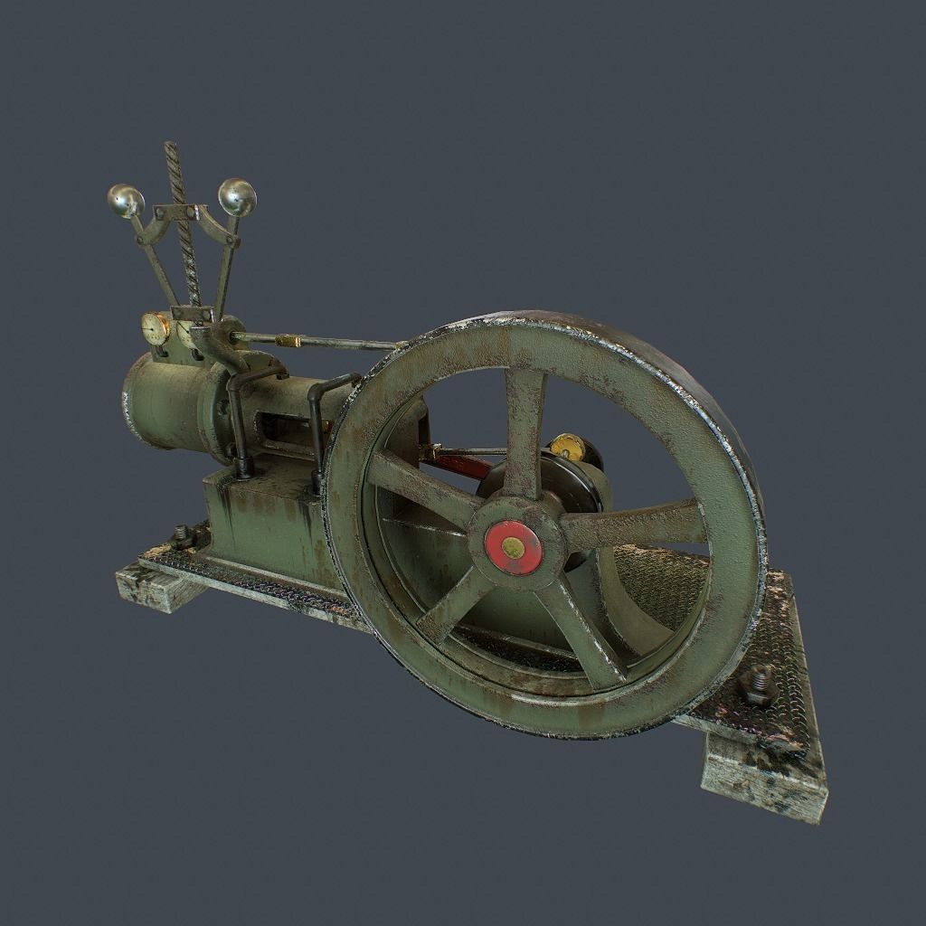 Steam Engine Low-poly 3D model_2