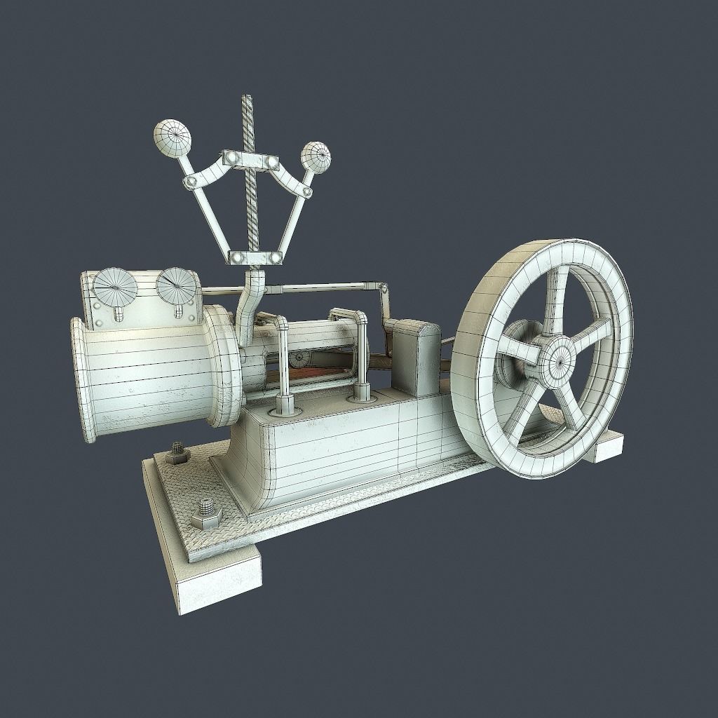 Steam Engine Low-poly 3D model_27