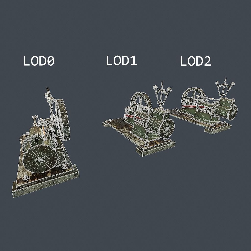 Steam Engine Low-poly 3D model_25