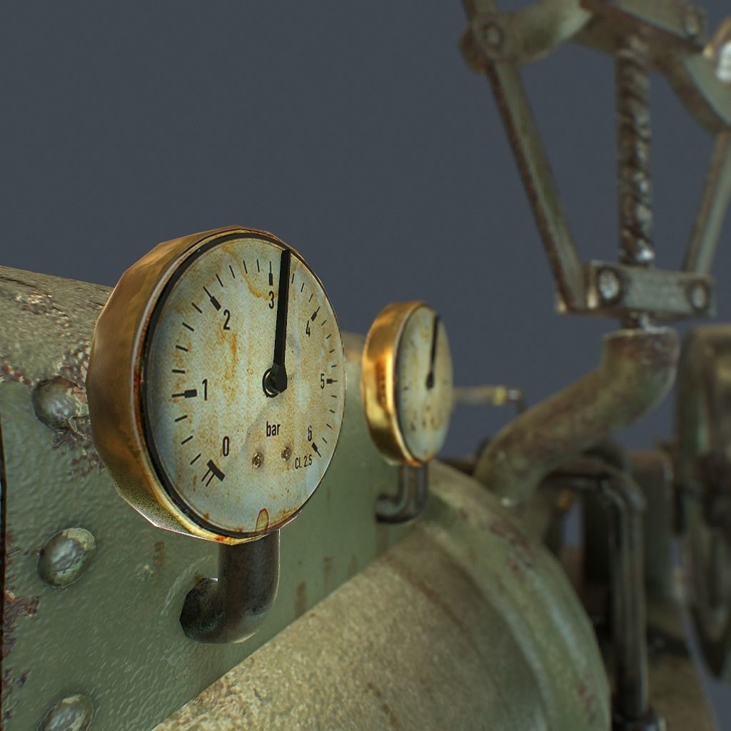 Steam Engine Low-poly 3D model_13