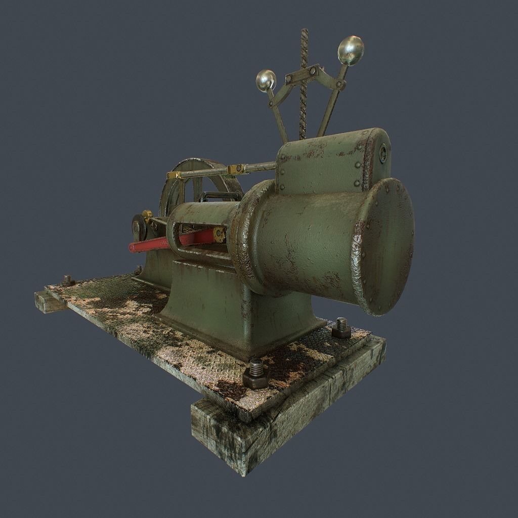 Steam Engine Low-poly 3D model_6
