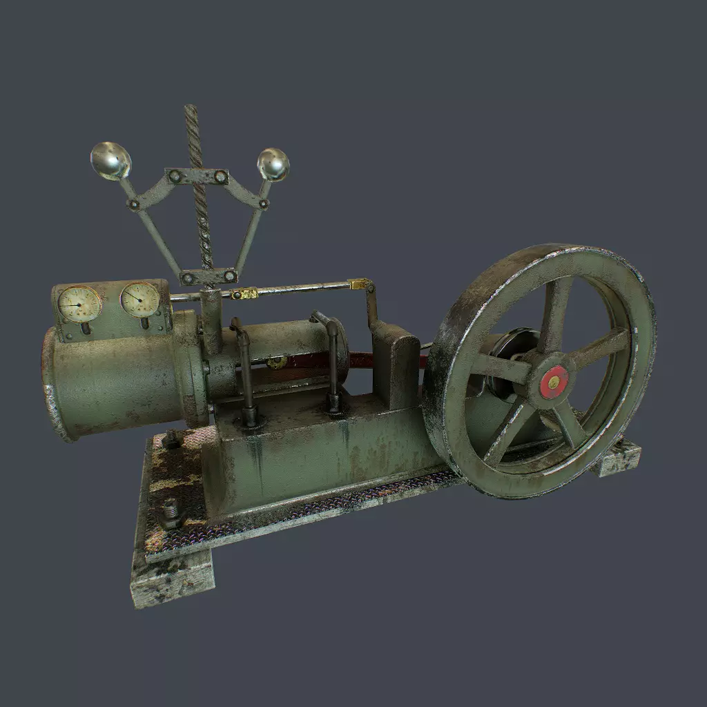 Steam Engine Low-poly 3D model_0