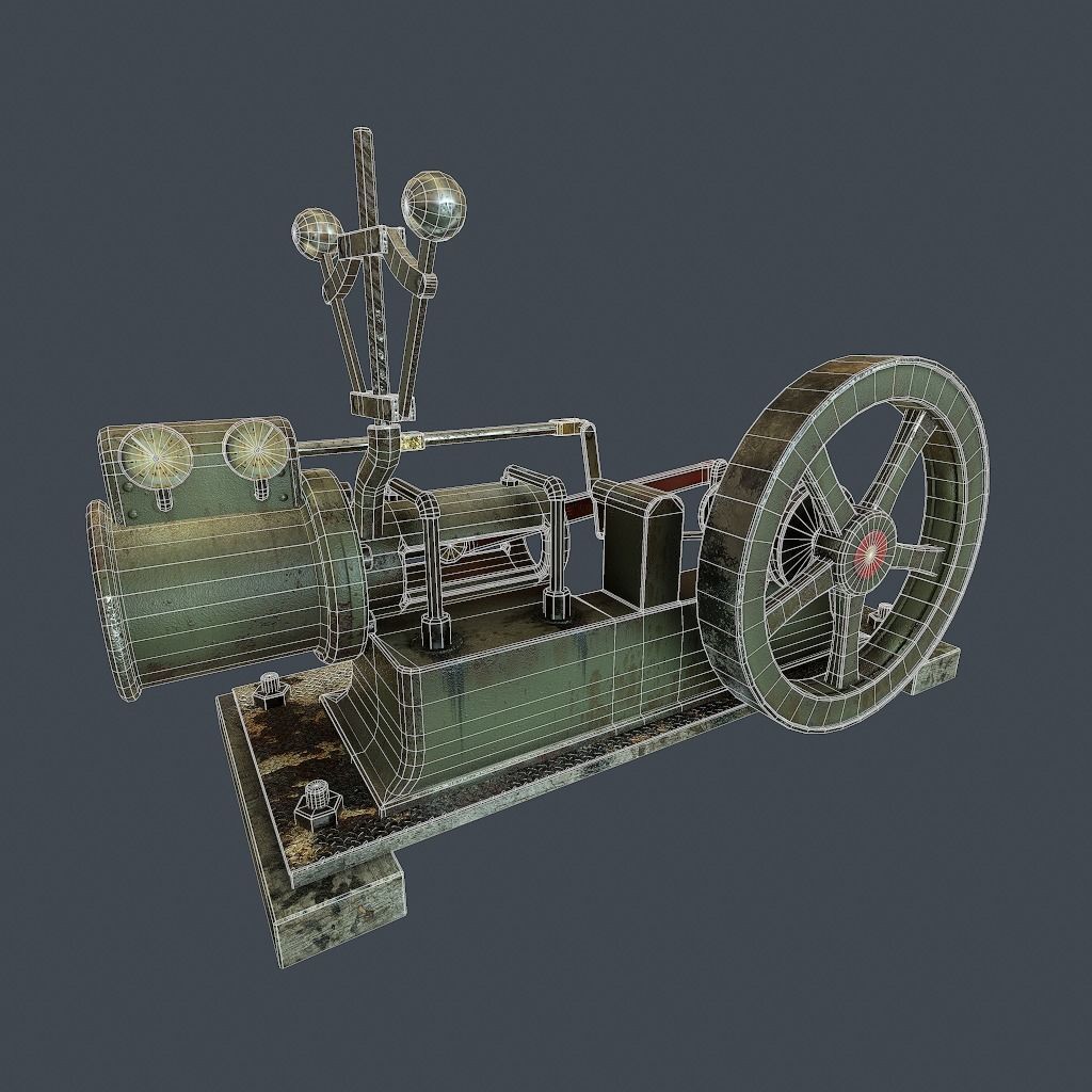 Steam Engine Low-poly 3D model_20