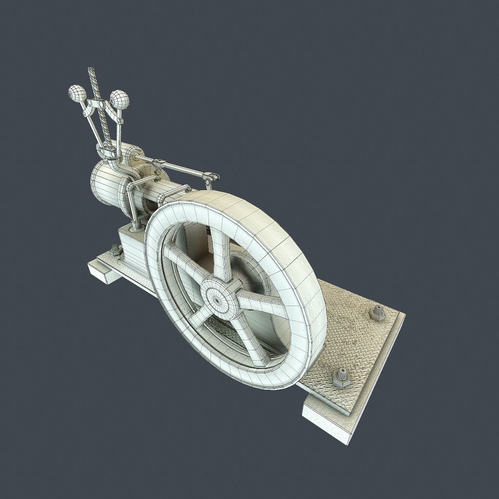Steam Engine Low-poly 3D model_28