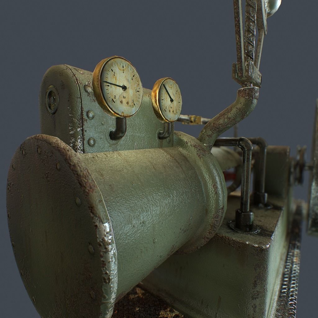 Steam Engine Low-poly 3D model_12