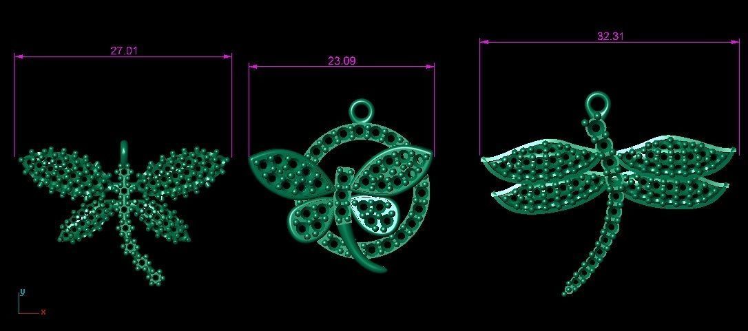 DRAGONFLY NECKLACES 3D print model_17