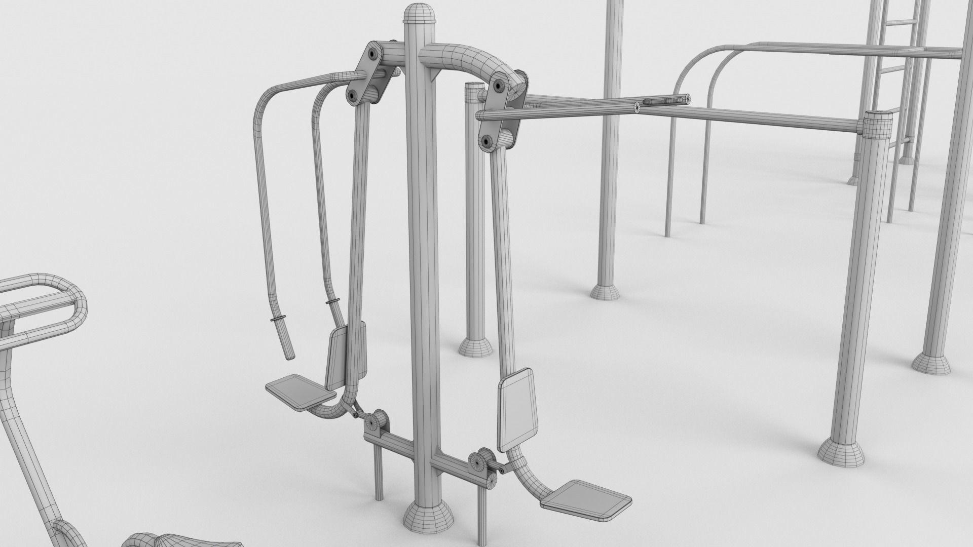 Gym Equipment Outdoor Low-poly 3D model_12