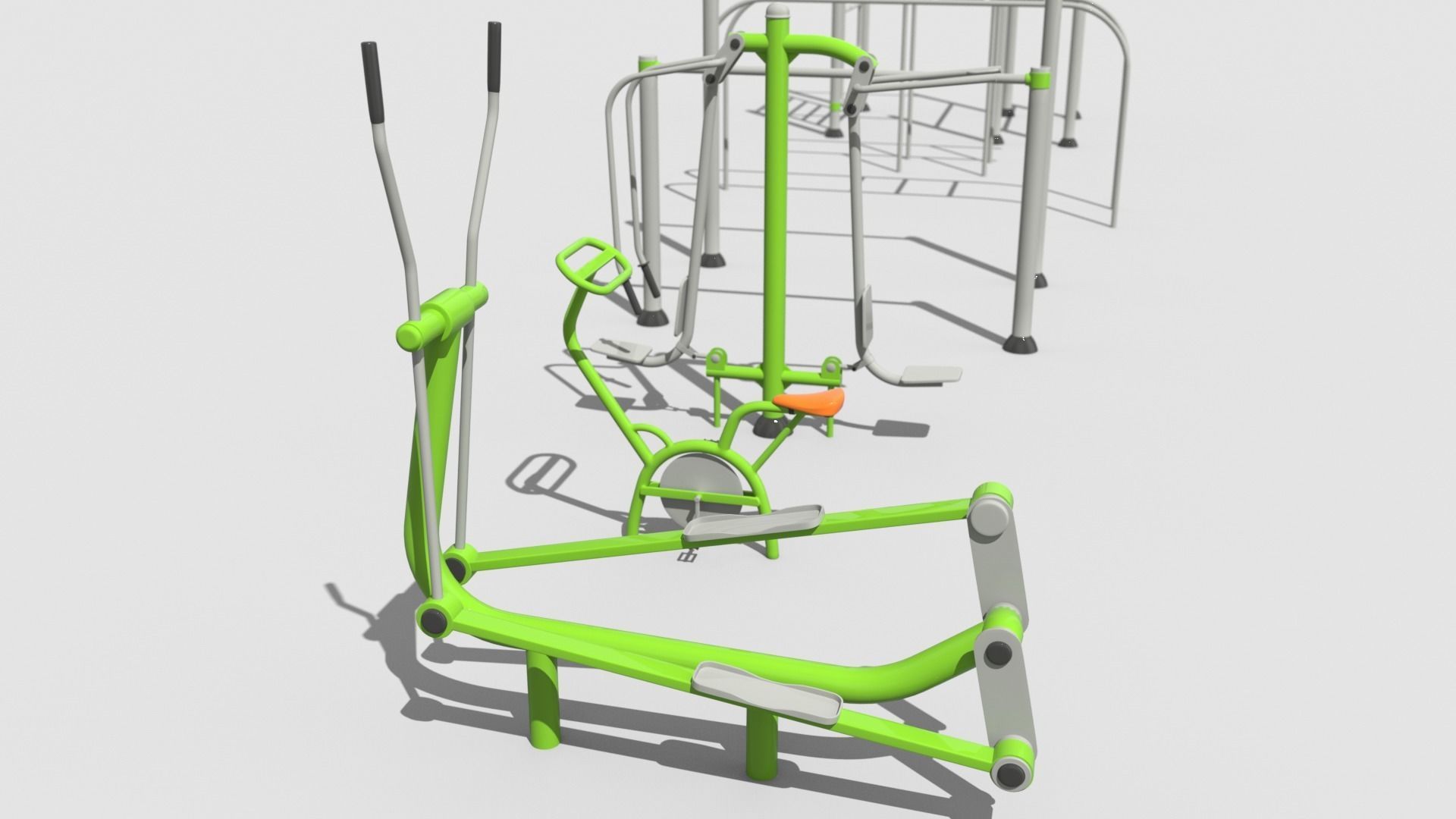 Gym Equipment Outdoor Low-poly 3D model_1