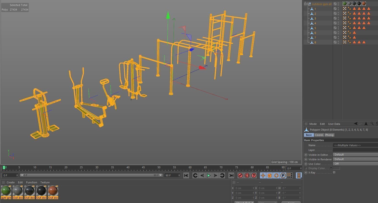 Gym Equipment Outdoor Low-poly 3D model_18