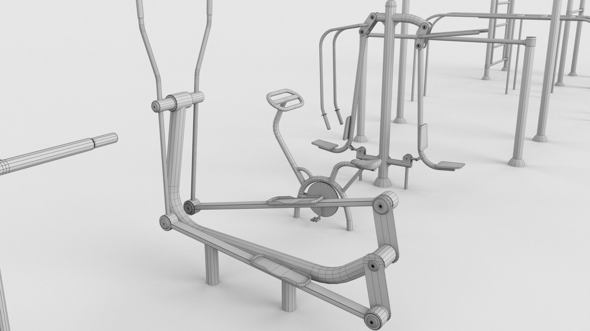 Gym Equipment Outdoor Low-poly 3D model_10