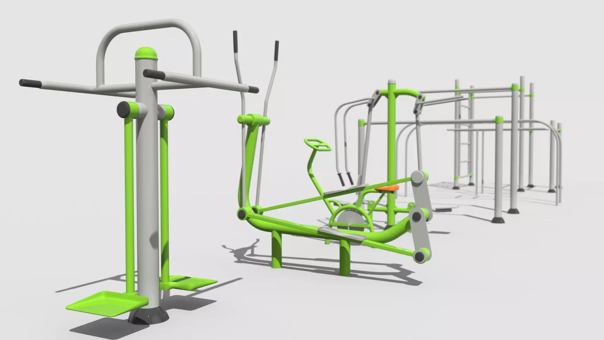 Gym Equipment Outdoor Low-poly 3D model_0