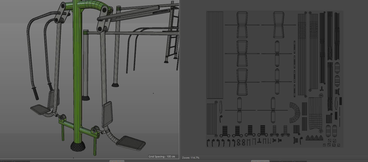 Gym Equipment Outdoor Low-poly 3D model_22