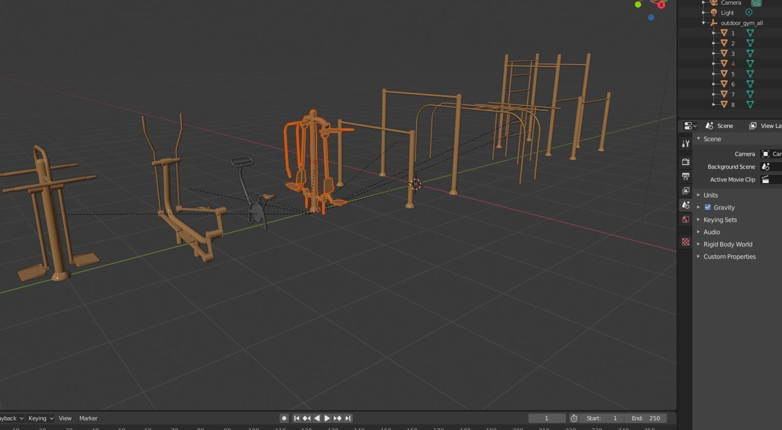 Gym Equipment Outdoor Low-poly 3D model_27