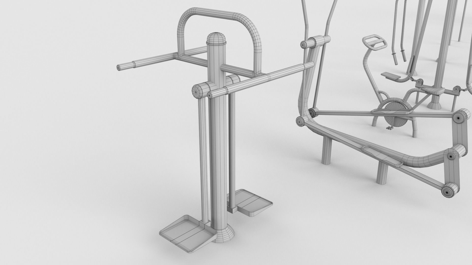 Gym Equipment Outdoor Low-poly 3D model_9