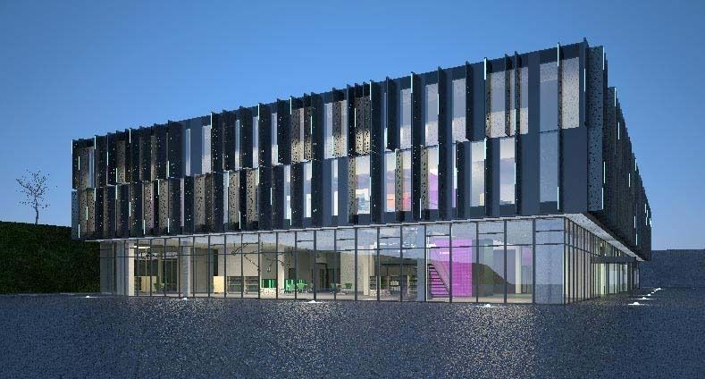 Cultural center building Low-poly 3D model_1