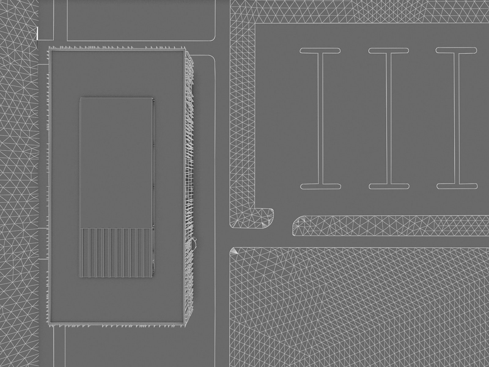 Cultural center building Low-poly 3D model_12