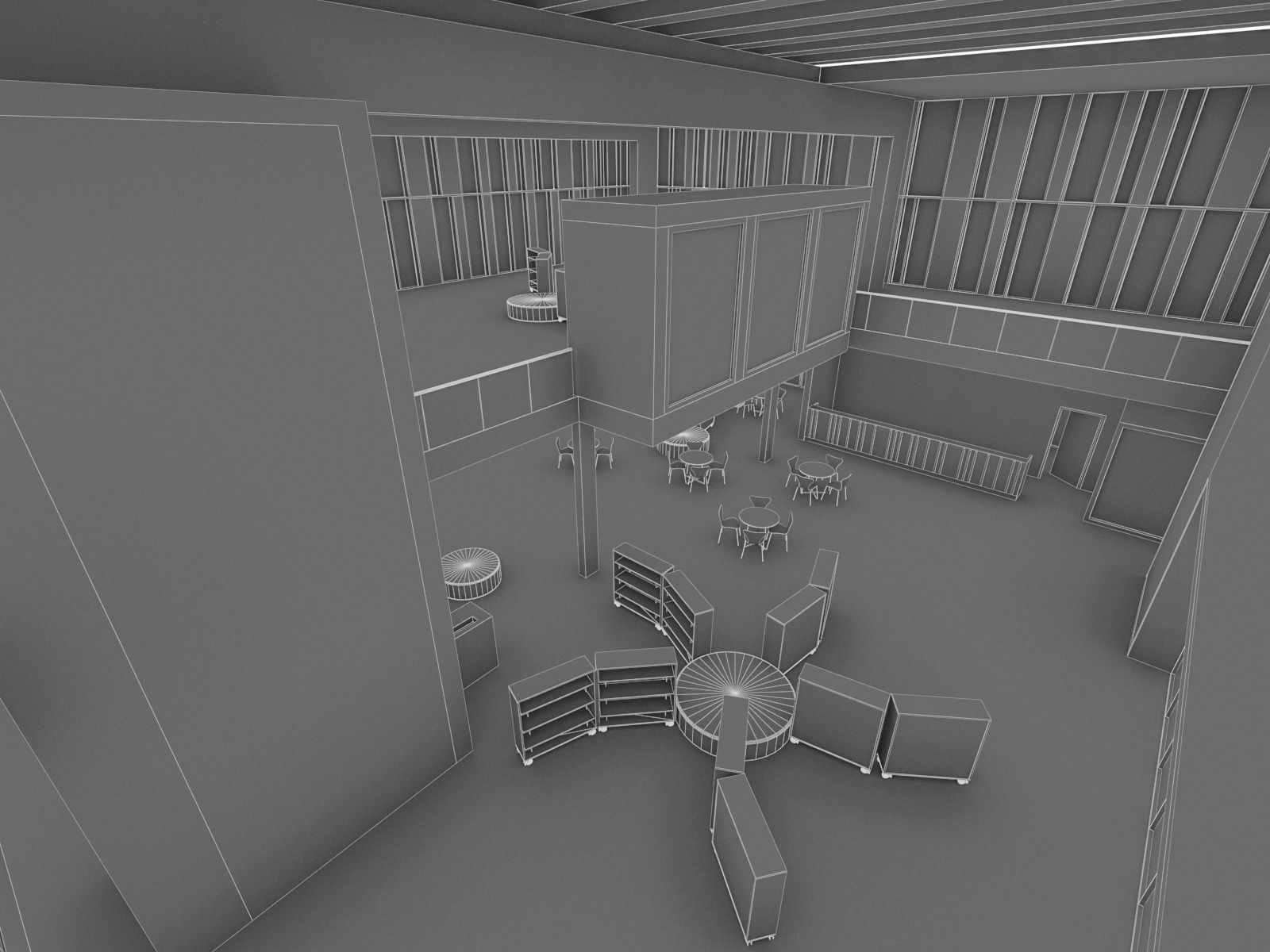 Cultural center building Low-poly 3D model_9