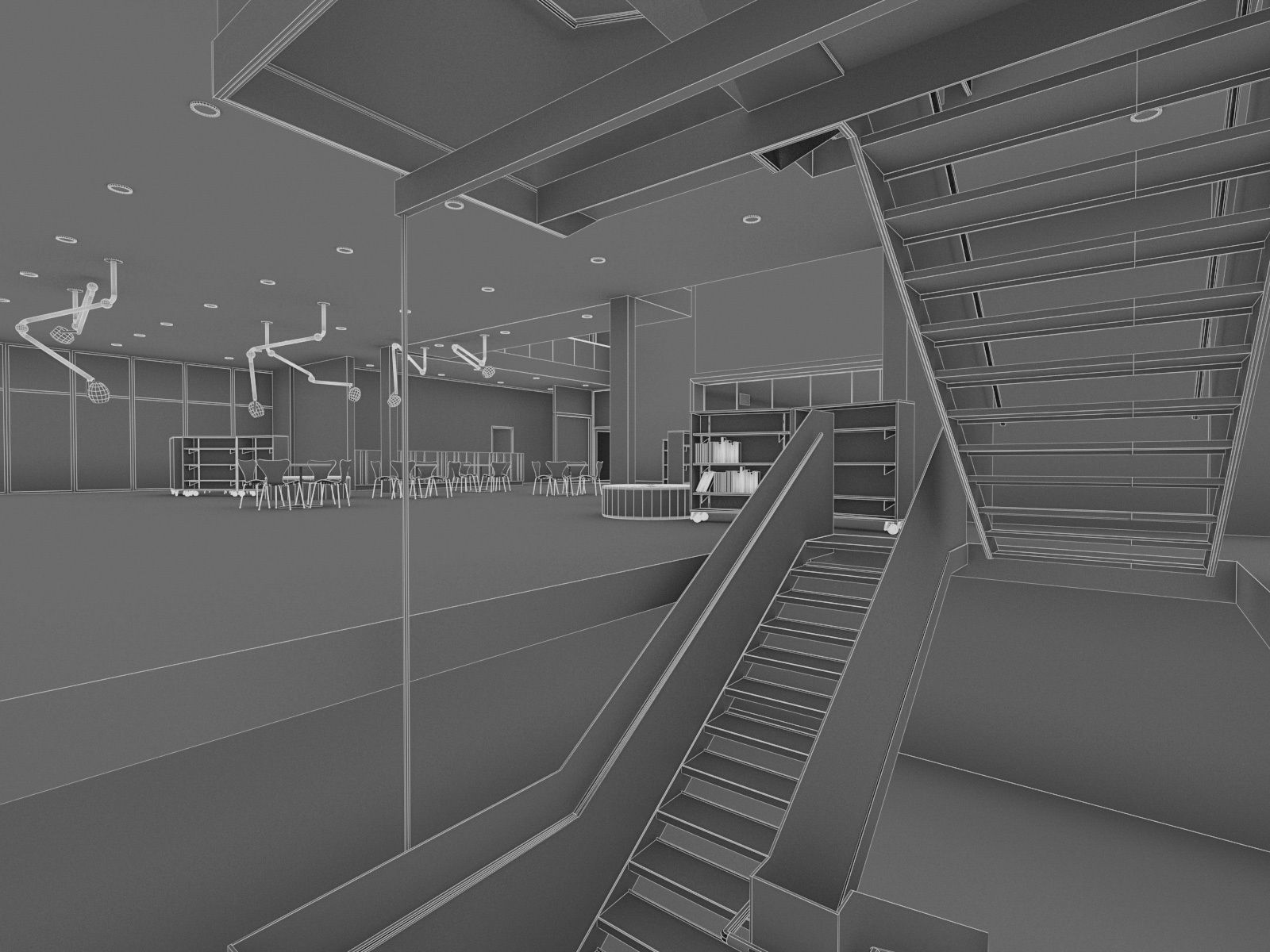 Cultural center building Low-poly 3D model_11