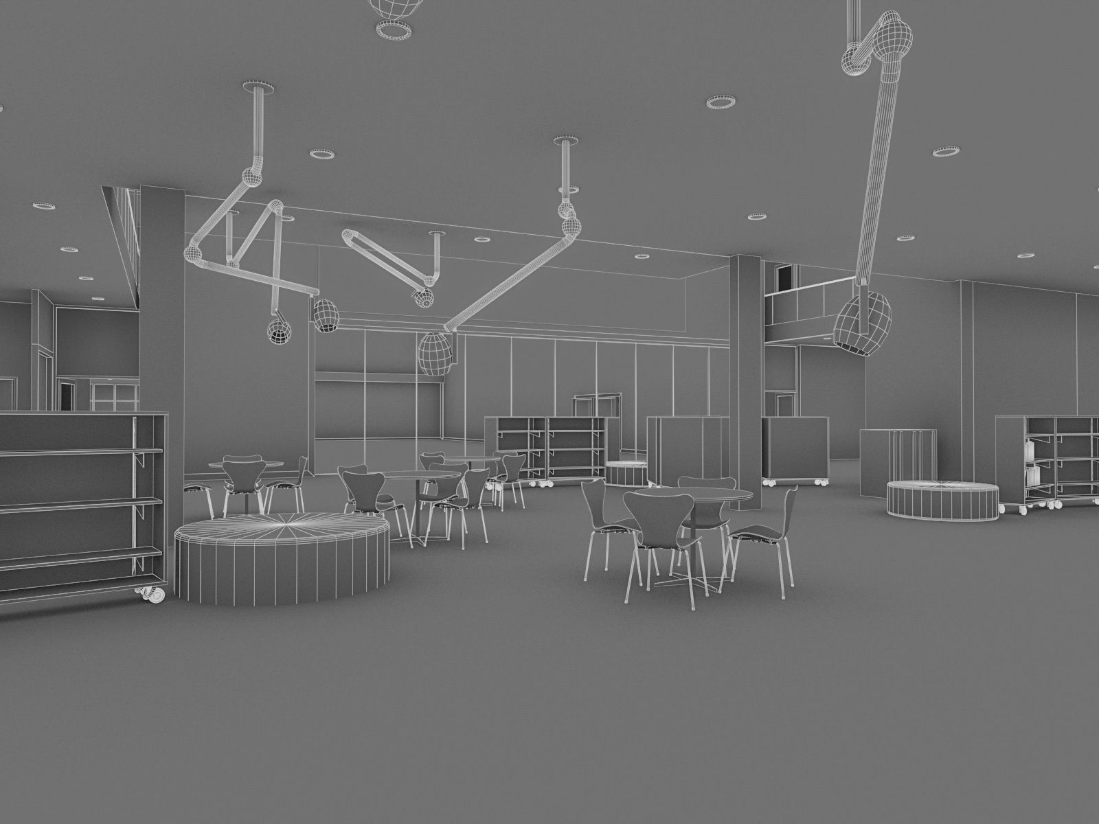 Cultural center building Low-poly 3D model_7