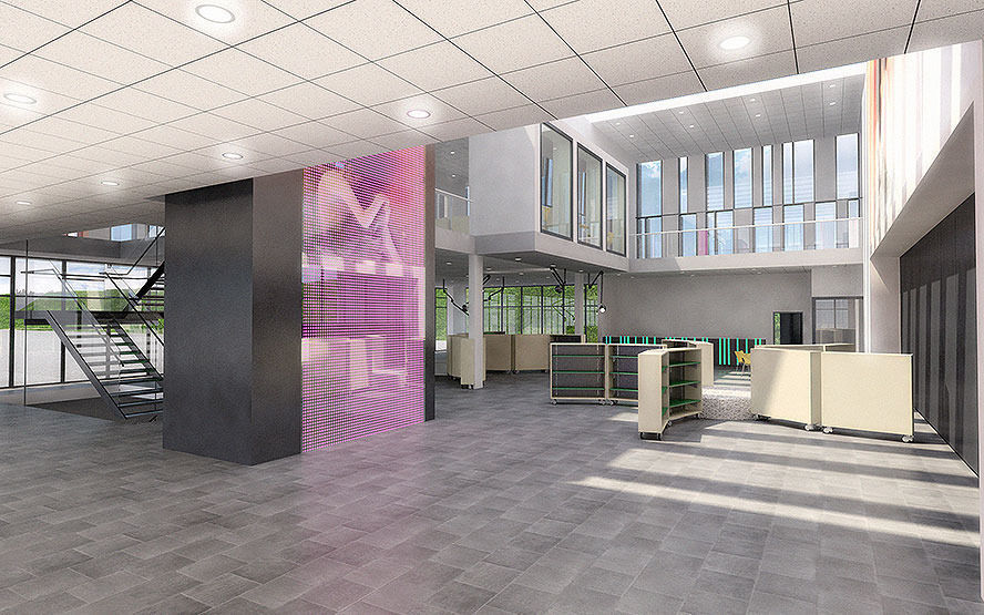 Cultural center building Low-poly 3D model_4