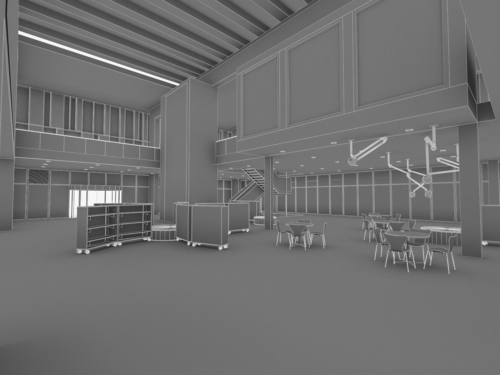 Cultural center building Low-poly 3D model_8