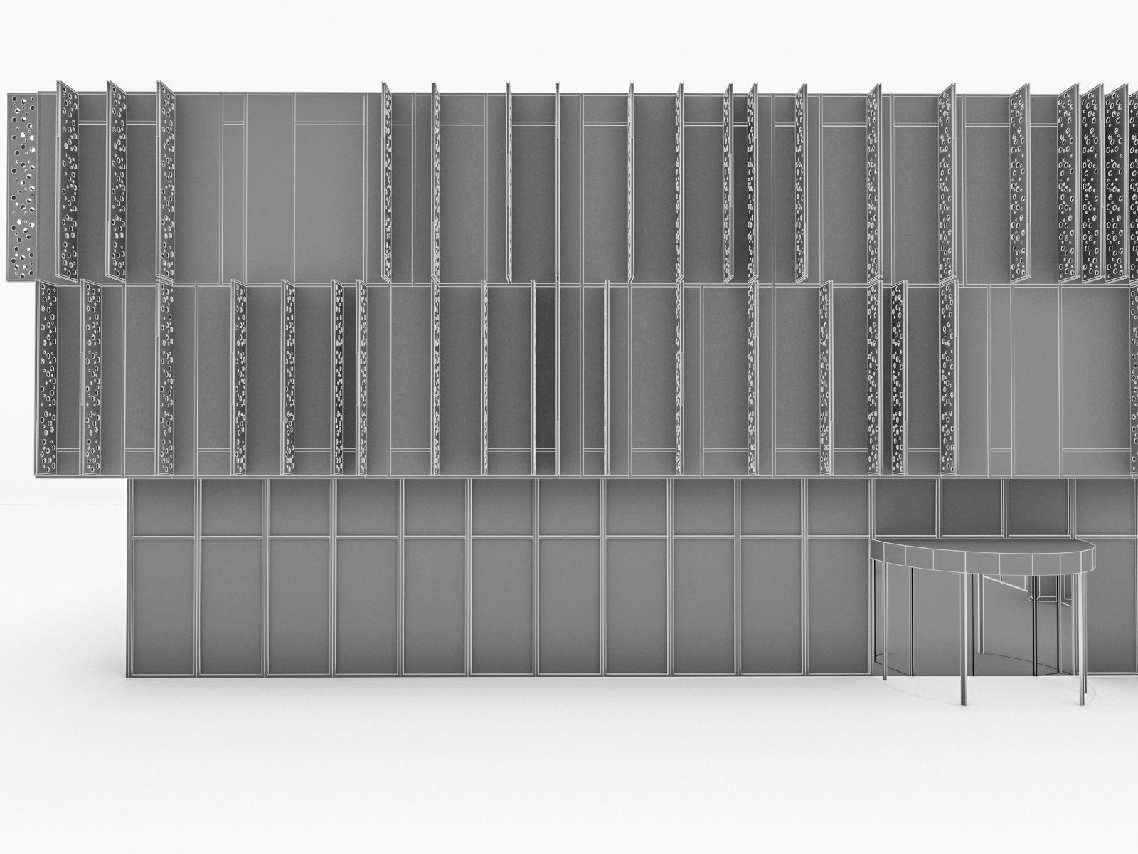 Cultural center building Low-poly 3D model_10