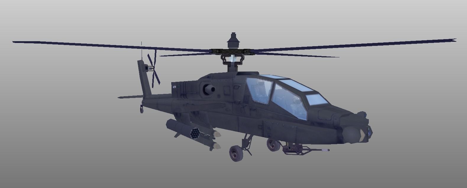 Boeing AH-64 Apache low poly 3d model Low-poly 3D model_2