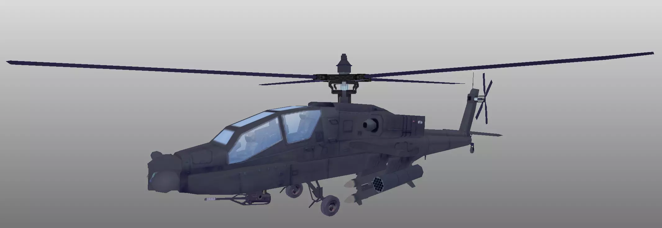 Boeing AH-64 Apache low poly 3d model Low-poly 3D model_0