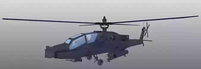 Boeing AH-64 Apache low poly 3d model Low-poly 3D model