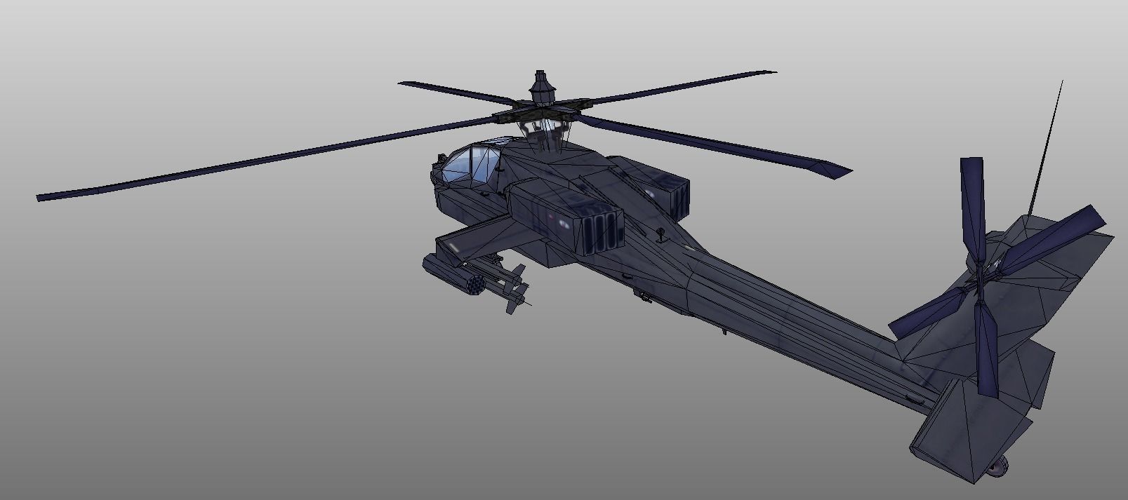 Boeing AH-64 Apache low poly 3d model Low-poly 3D model_6