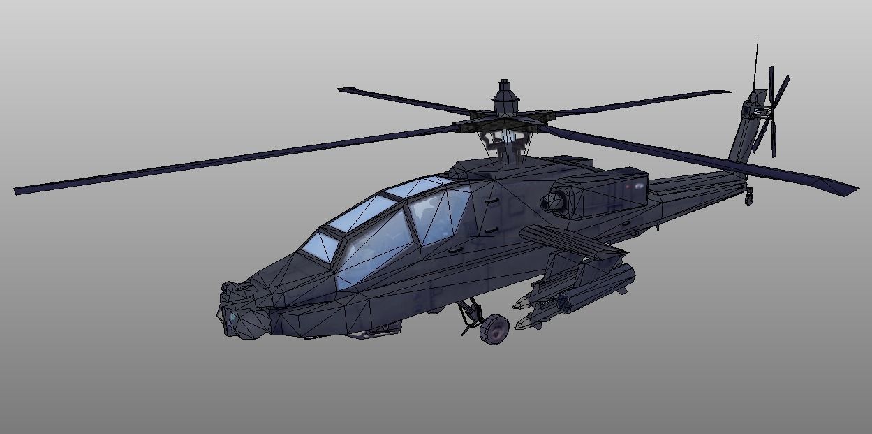 Boeing AH-64 Apache low poly 3d model Low-poly 3D model_7