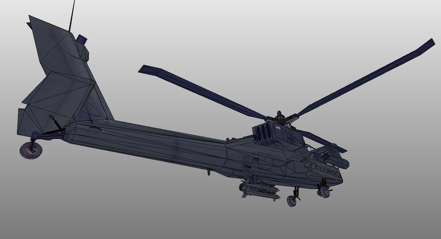 Boeing AH-64 Apache low poly 3d model Low-poly 3D model_5
