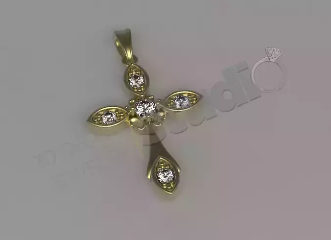 Luxury Cross with stones 3d model print