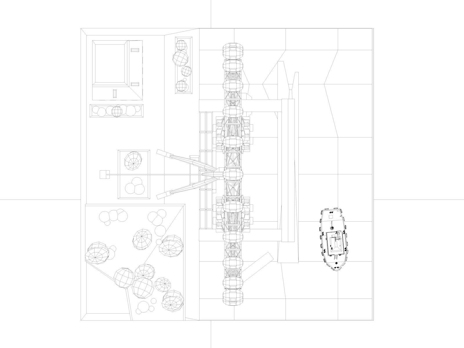 Cartoon Low Poly London Eye Landmark Low-poly 3D model_9