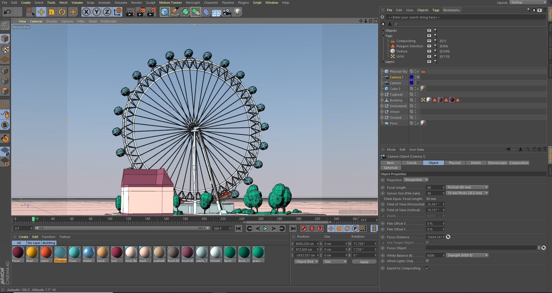Cartoon Low Poly London Eye Landmark Low-poly 3D model_10