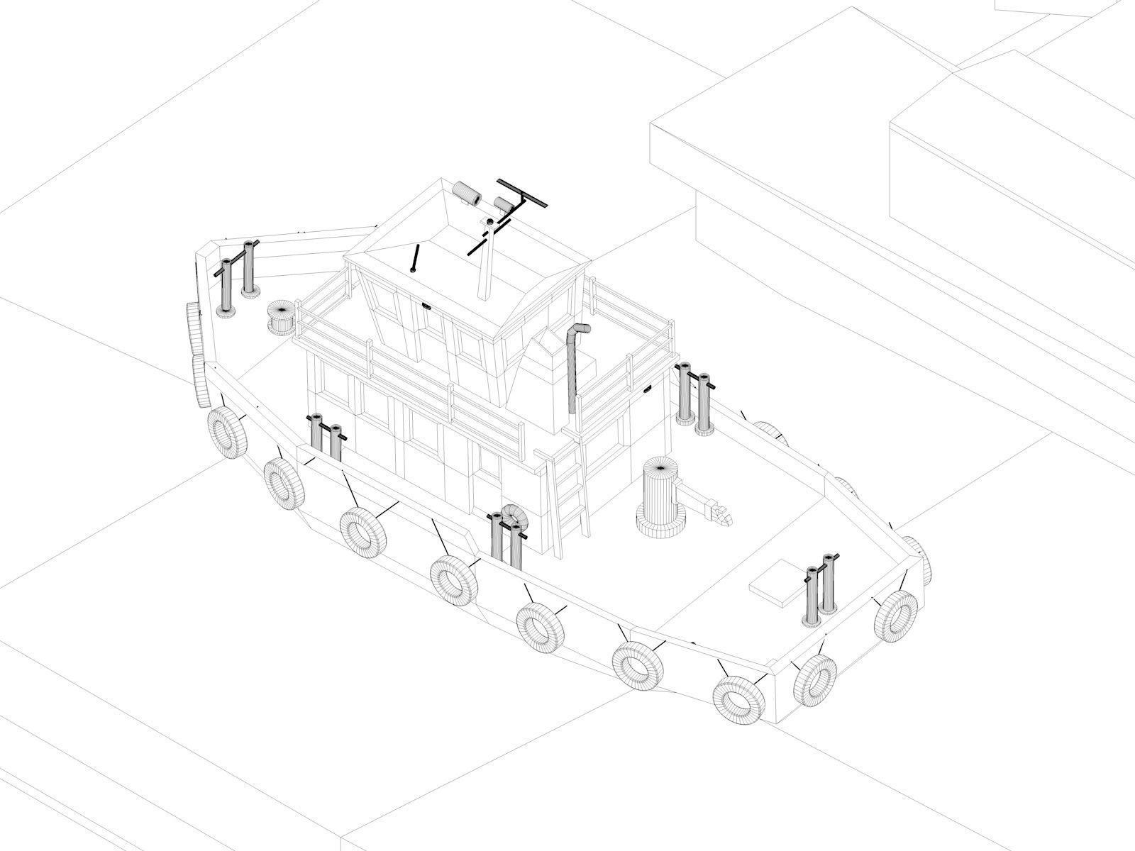 Cartoon Low Poly London Eye Landmark Low-poly 3D model_7