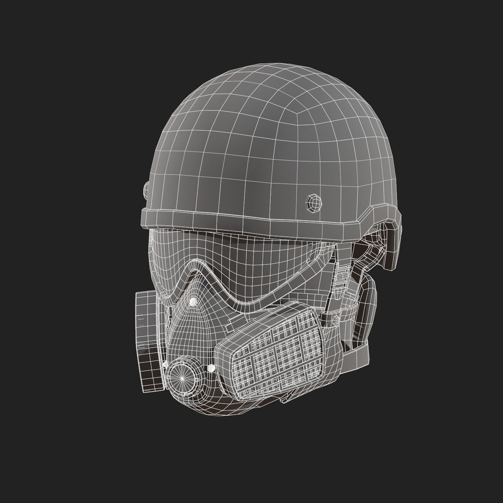 Helmet gas mask scifi military combat 3d futuristic  Low-poly 3D model_8