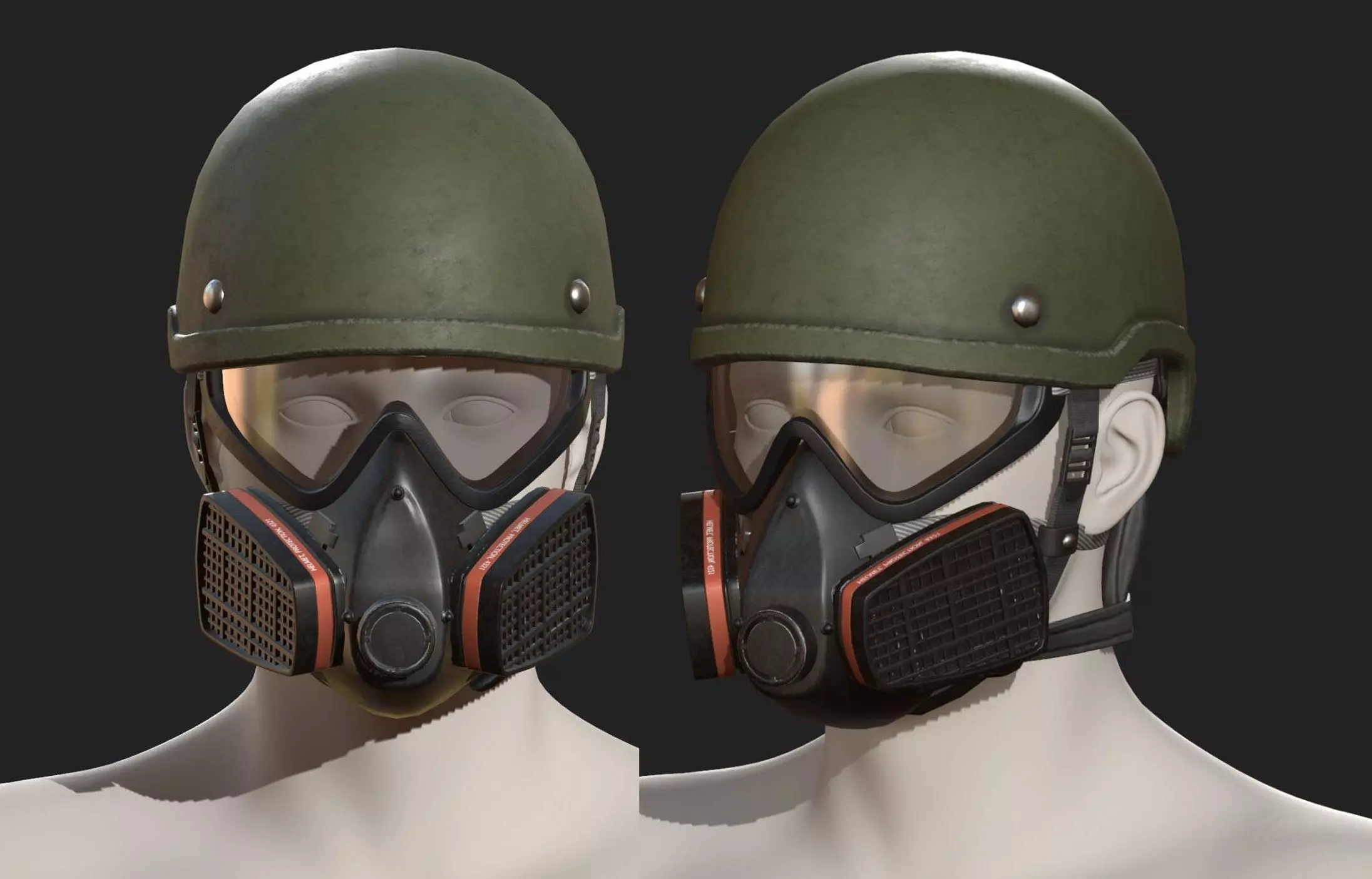 Helmet gas mask scifi military combat 3d futuristic  Low-poly 3D model_0