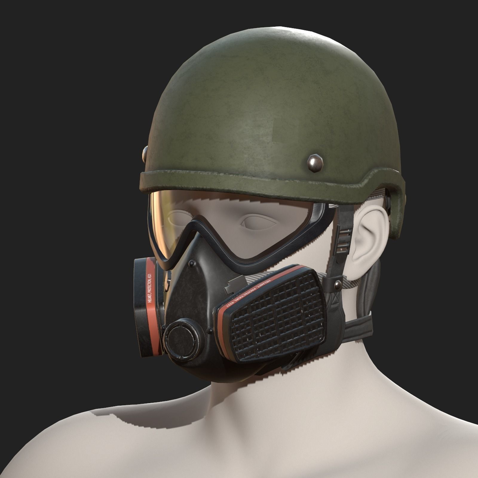 Helmet gas mask scifi military combat 3d futuristic  Low-poly 3D model_1