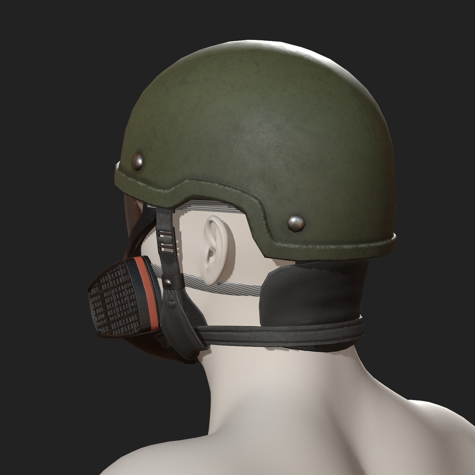 Helmet gas mask scifi military combat 3d futuristic  Low-poly 3D model_2
