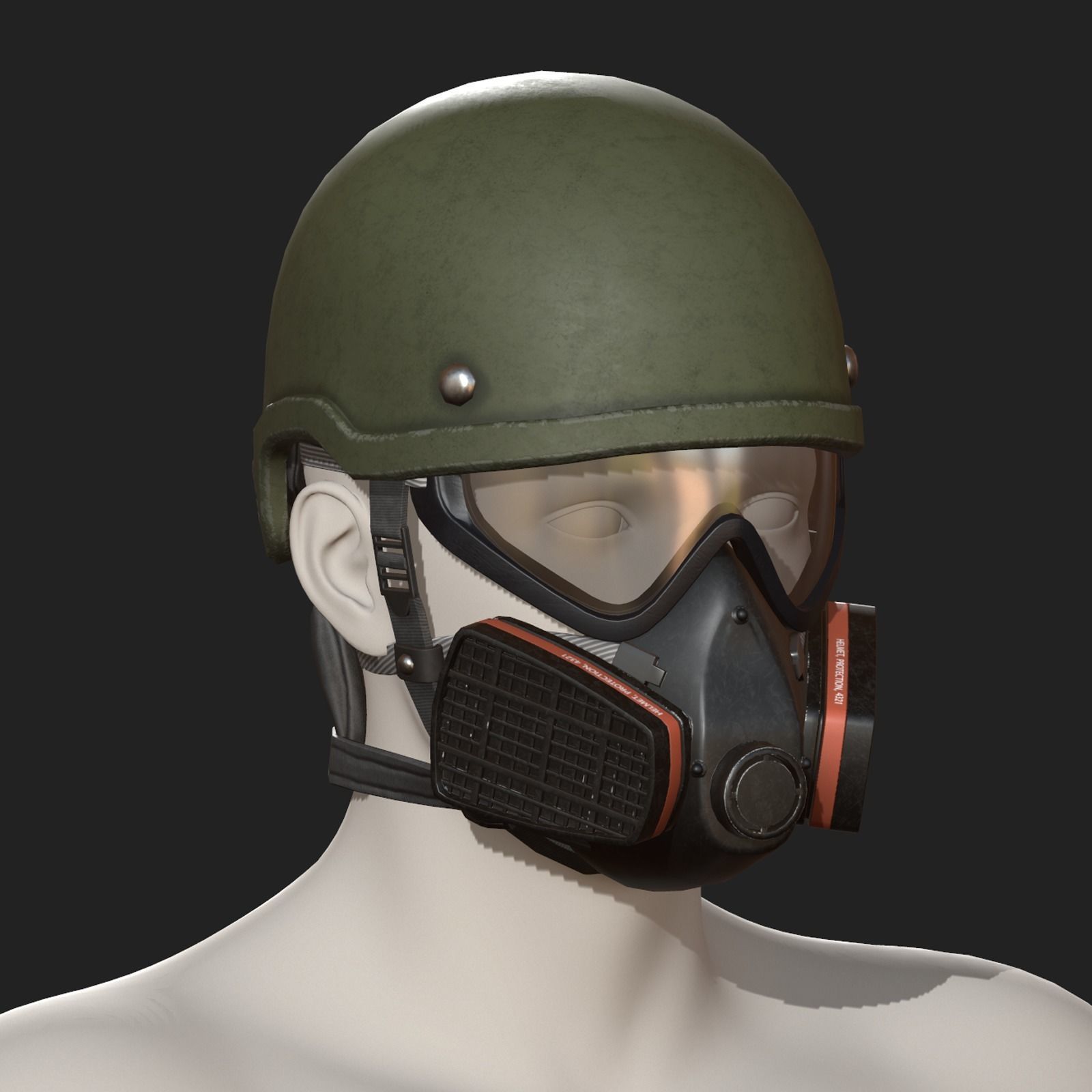 Helmet gas mask scifi military combat 3d futuristic  Low-poly 3D model_4