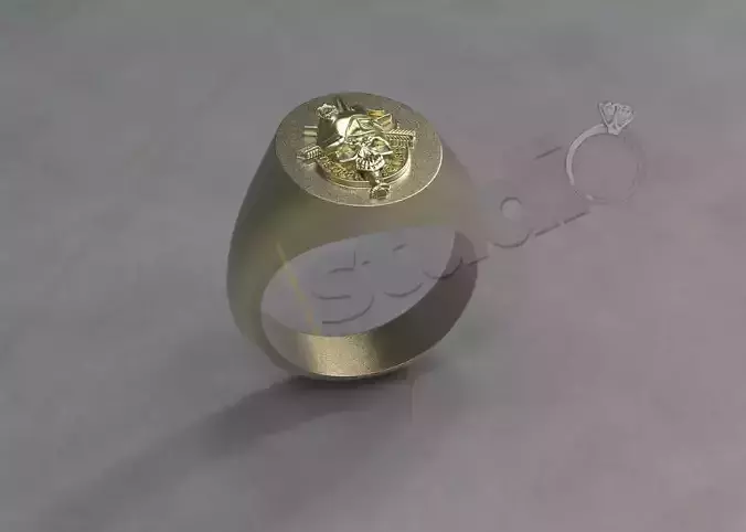 USA army ring with skull 3d model print