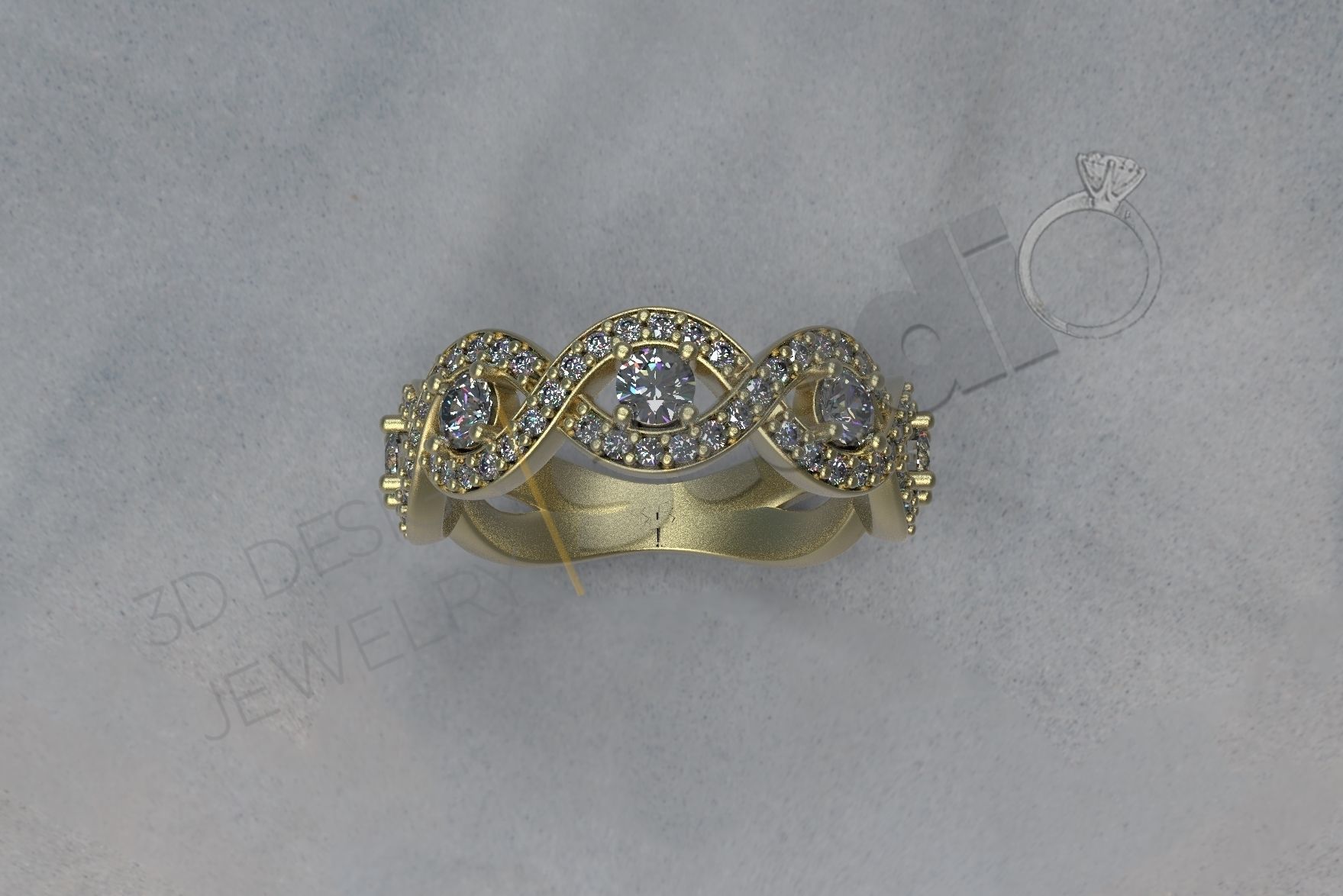 Luxury twist ring with stones 3d model print 3D print model_2