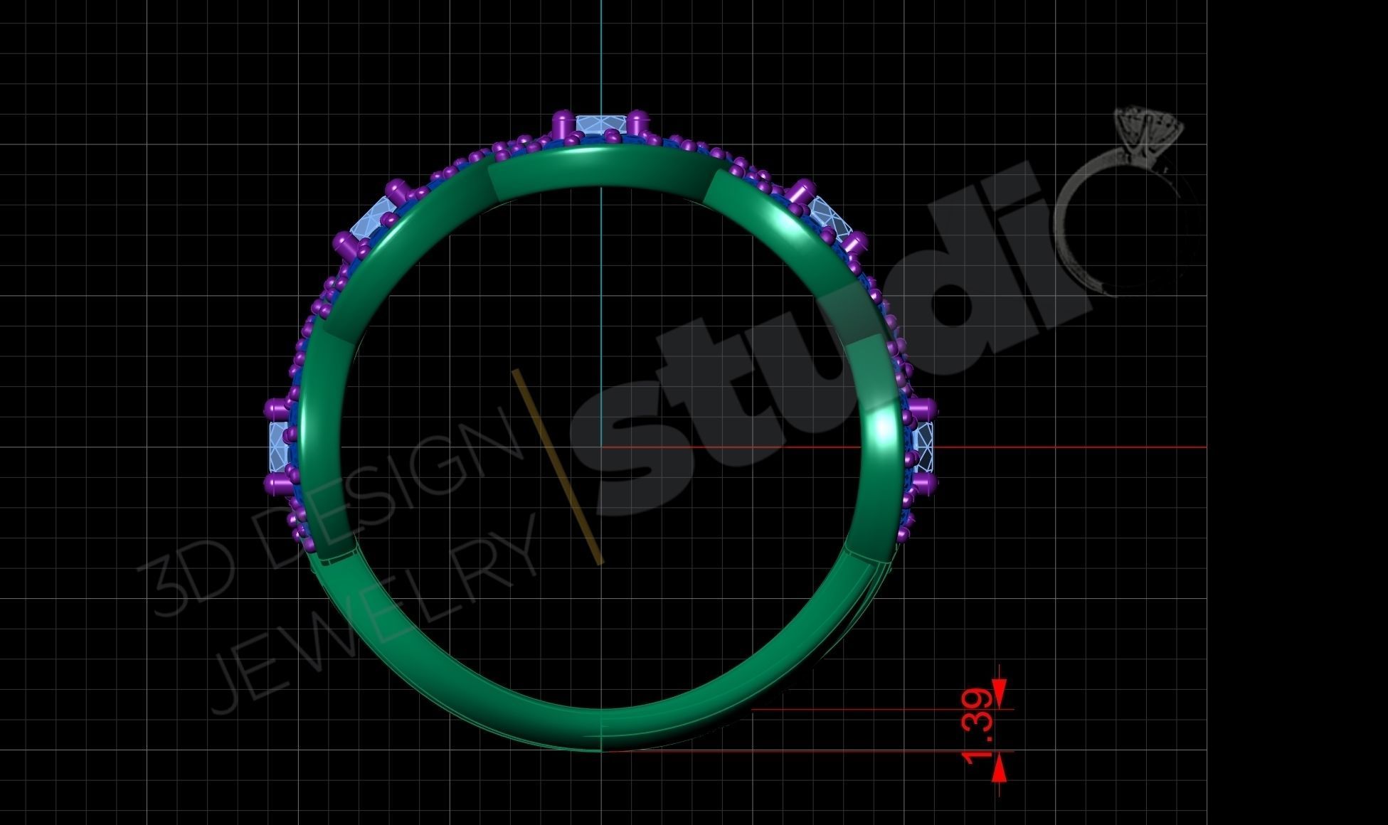 Luxury twist ring with stones 3d model print 3D print model_4