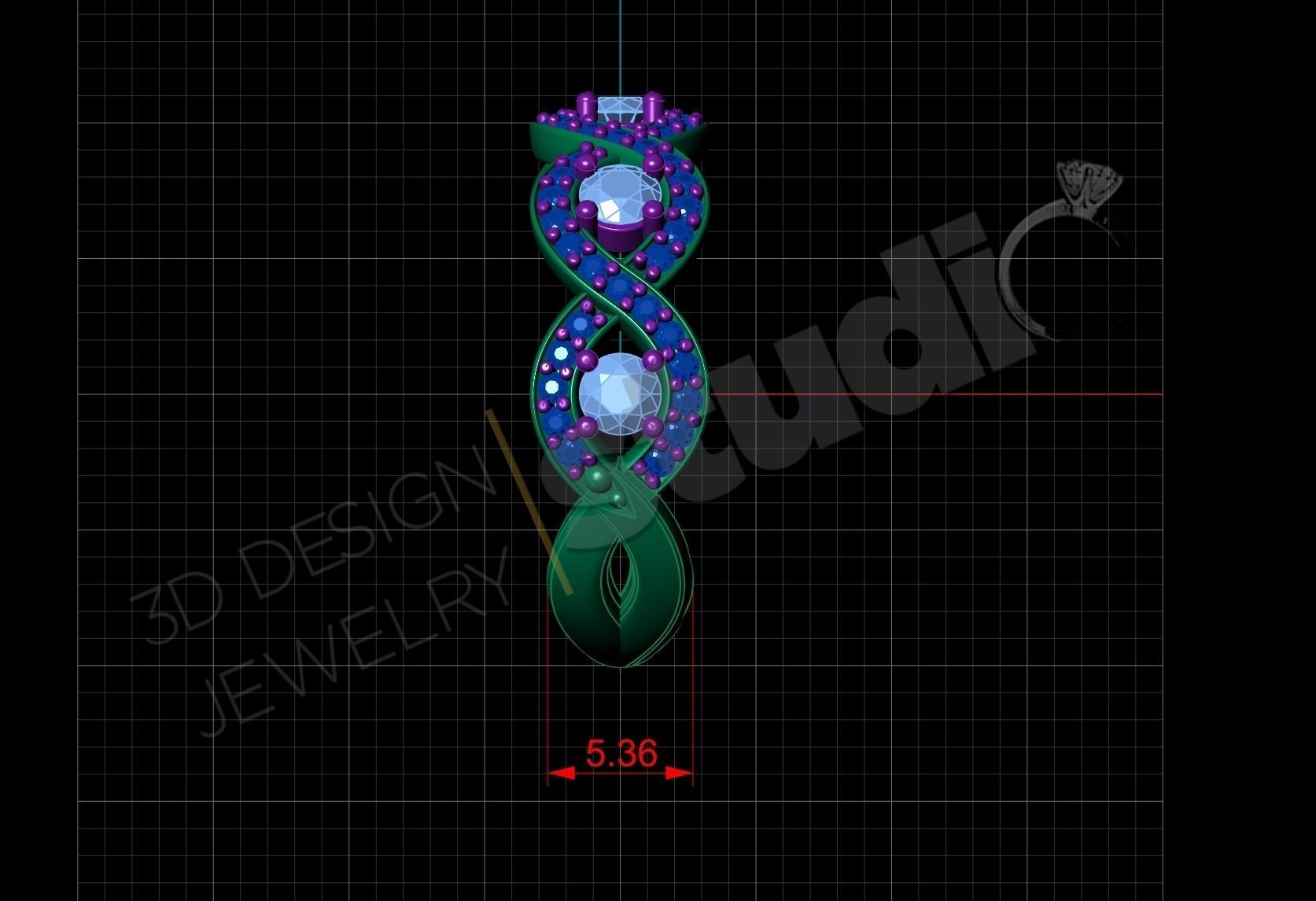 Luxury twist ring with stones 3d model print 3D print model_5